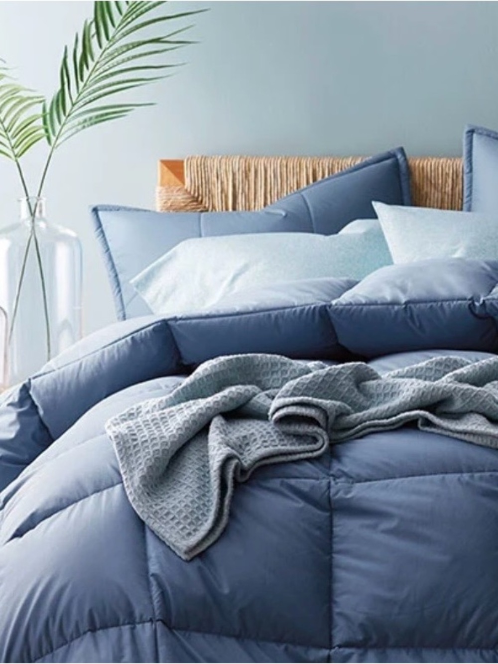 The Company Store Lacrosse Quilted Sham - Smoke Blue, Standard